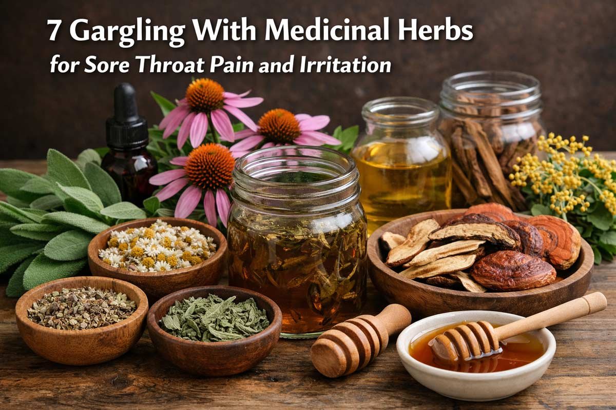 Gargling With Medicinal Herbs for Sore Throat Pain and Irritation