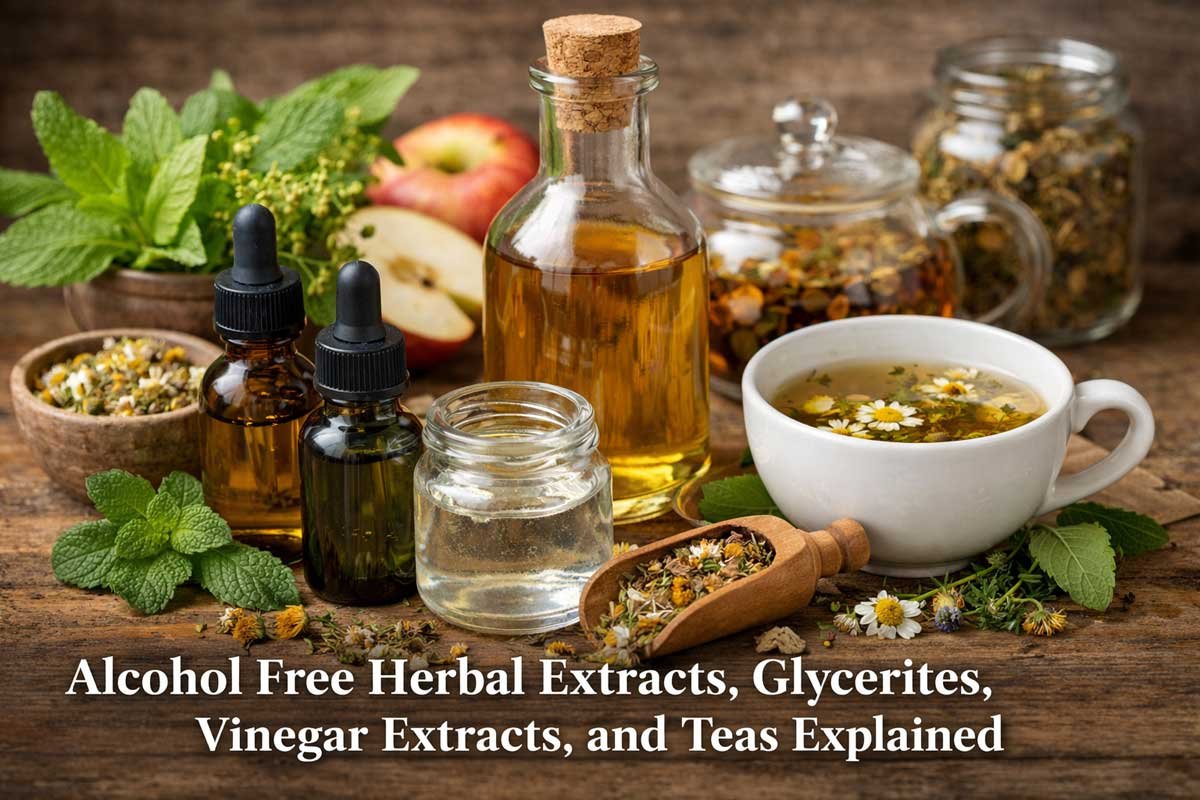 Alcohol Free Herbal Extracts, Glycerites, Vinegar Extracts, and Teas Explained